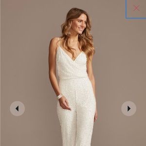 David’s Bridal Sequin Bridal Jumpsuit